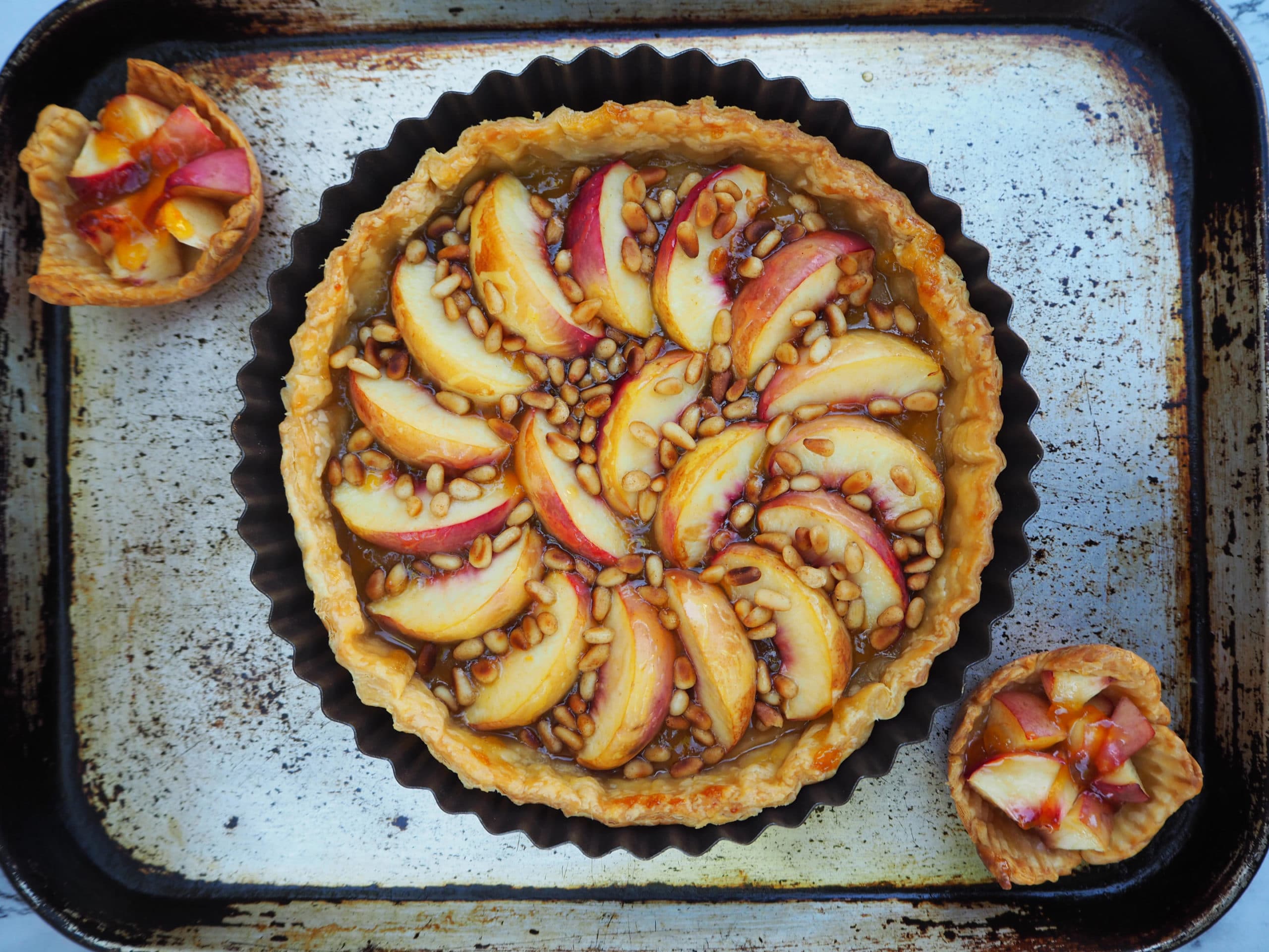 Large and small nectarine tarts