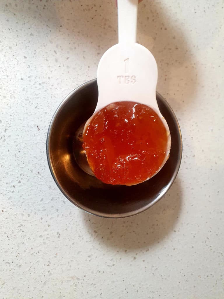 Measuring apricot jam