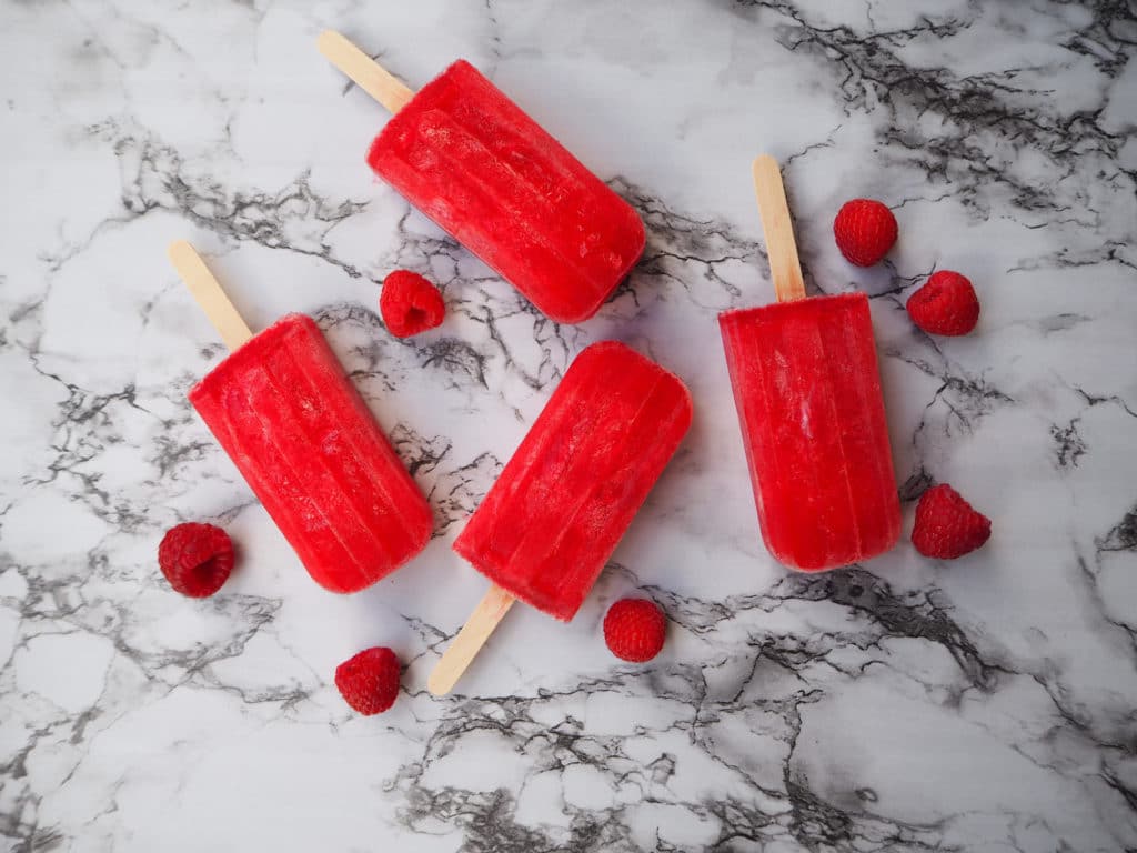 Raspberry lemon kombucha popsicles