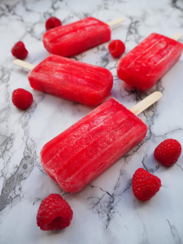 Raspberry lemon kombucha popsicles on board