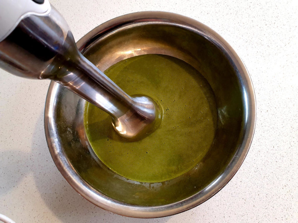 Easy matcha ice cream 6 Blending cooled ice cream mix