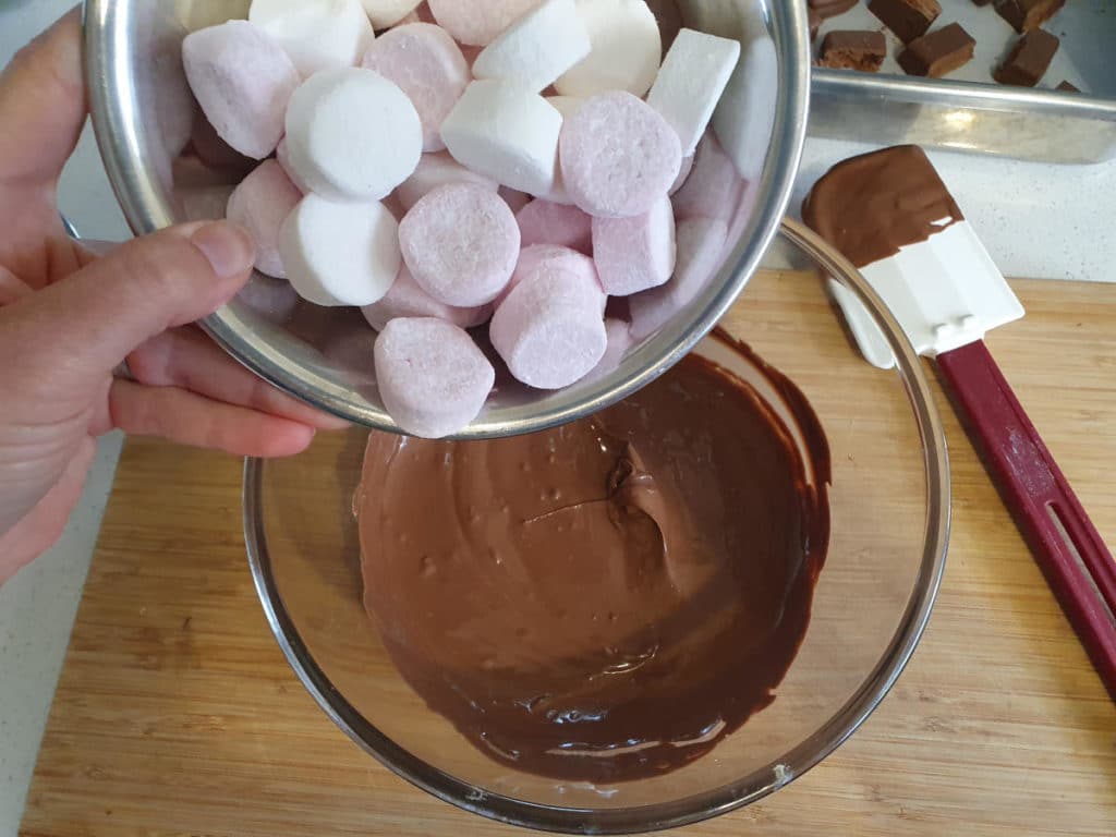 Adding marshmallows