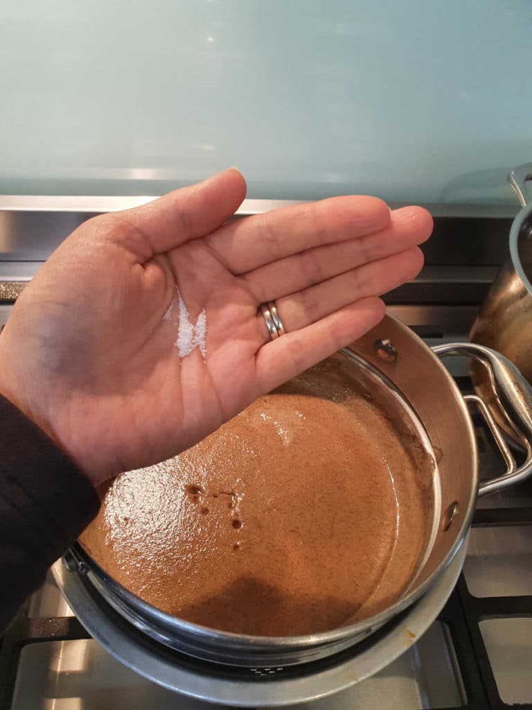 Hot cross bun ice cream 14 Adding salt to mix