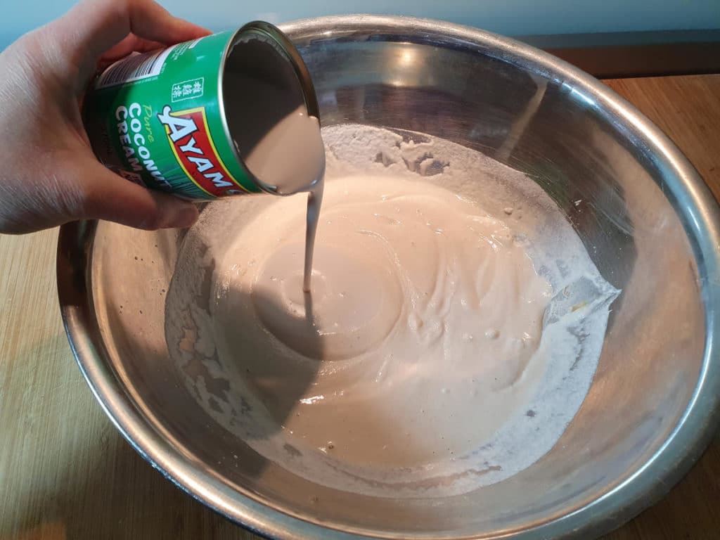 Adding coconut cream