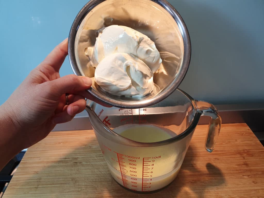 Adding sour cream to mix