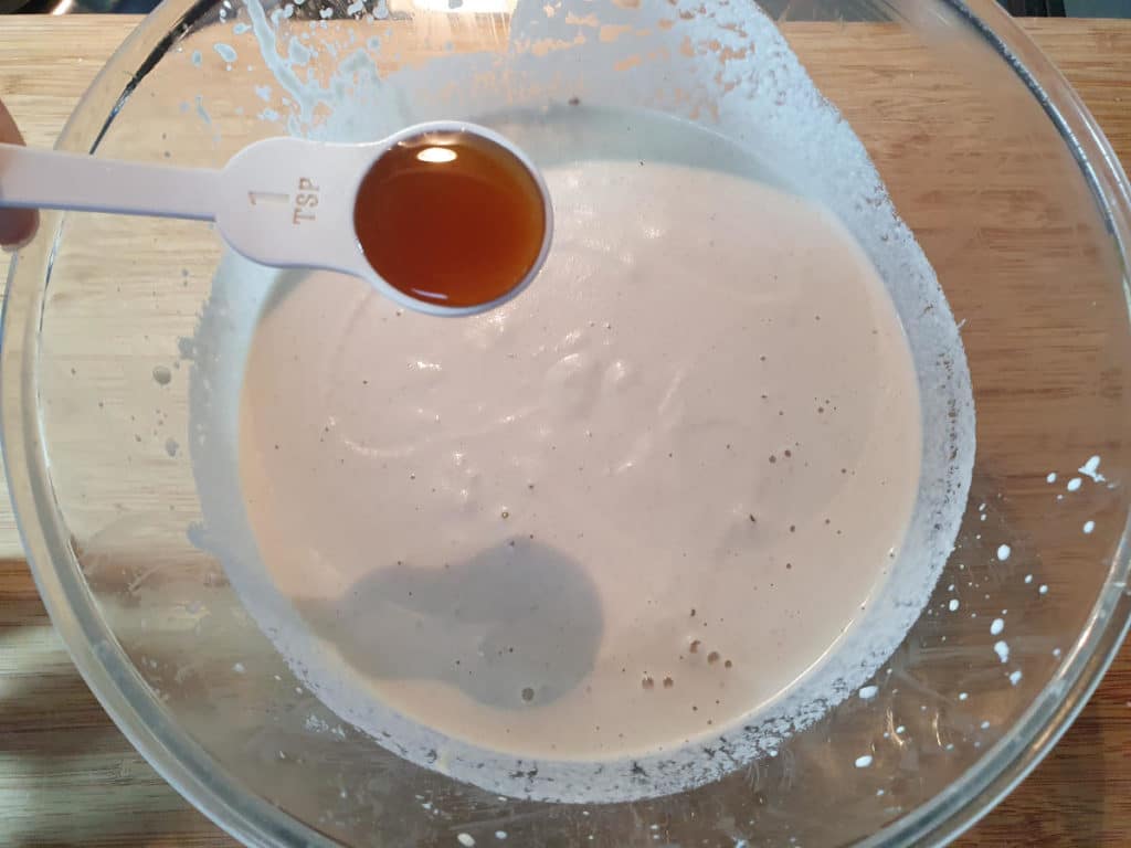 Blueberry cashew ice cream 17 Adding vanilla to cashew mix