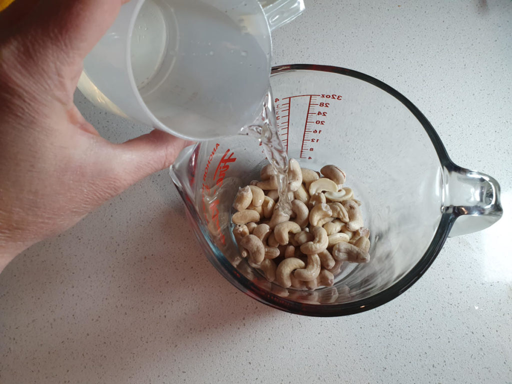 Adding water to cashews