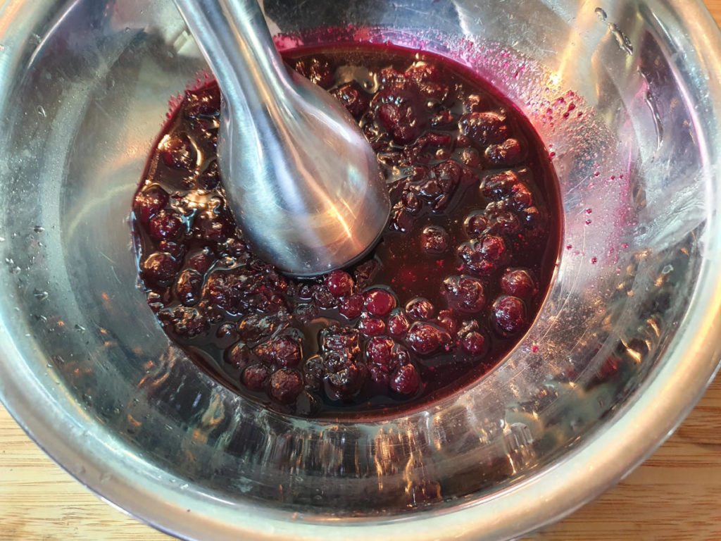 Blending blueberry jam