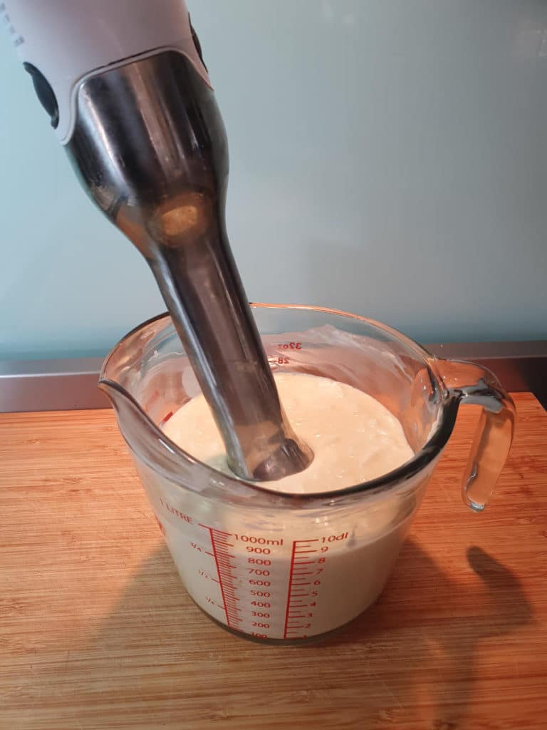 Blending mix with immersion blender