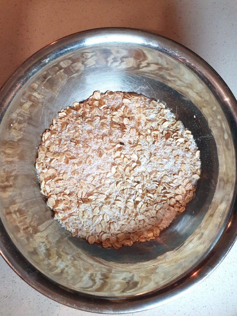 Dry ingredients crumble topping