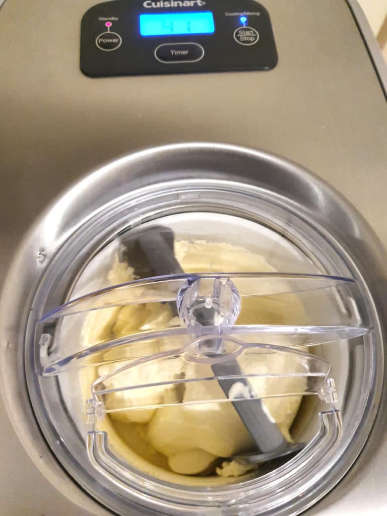 Finished ice cream in machine