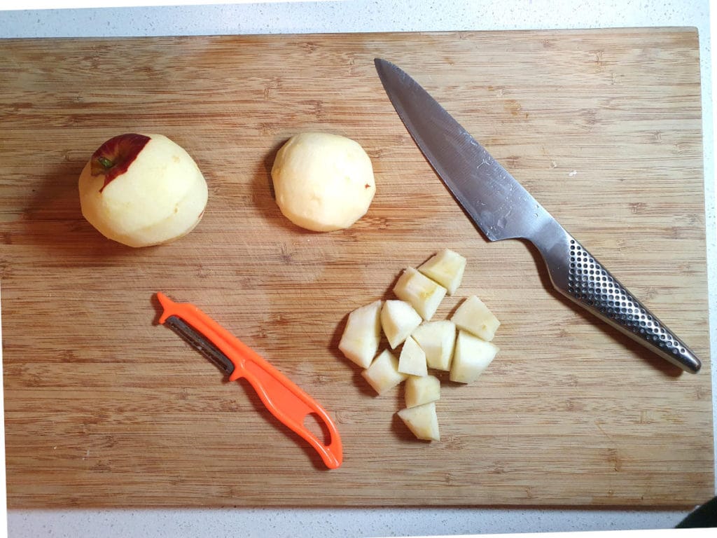 Peeling and chopping apples