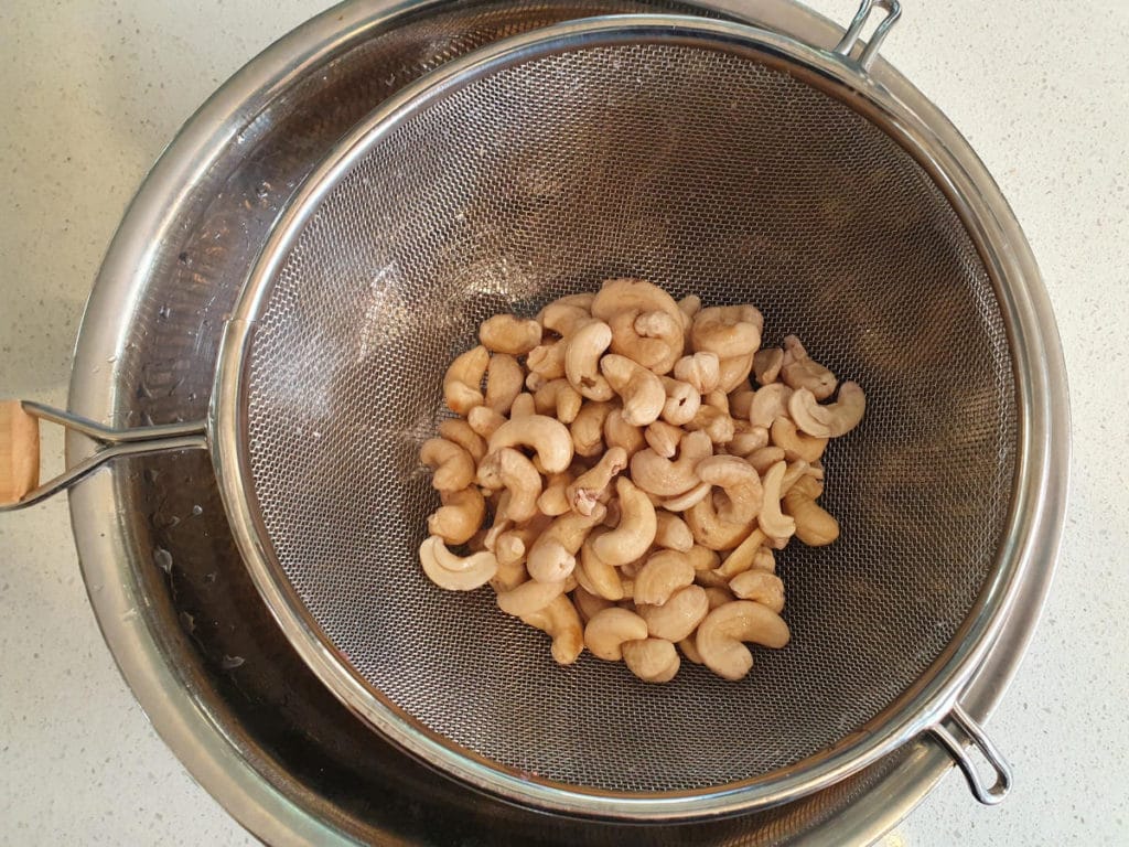 Straining cashews for milk