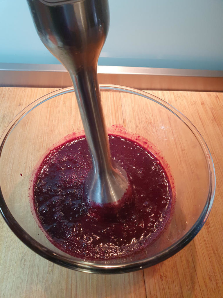 blending blueberry jam