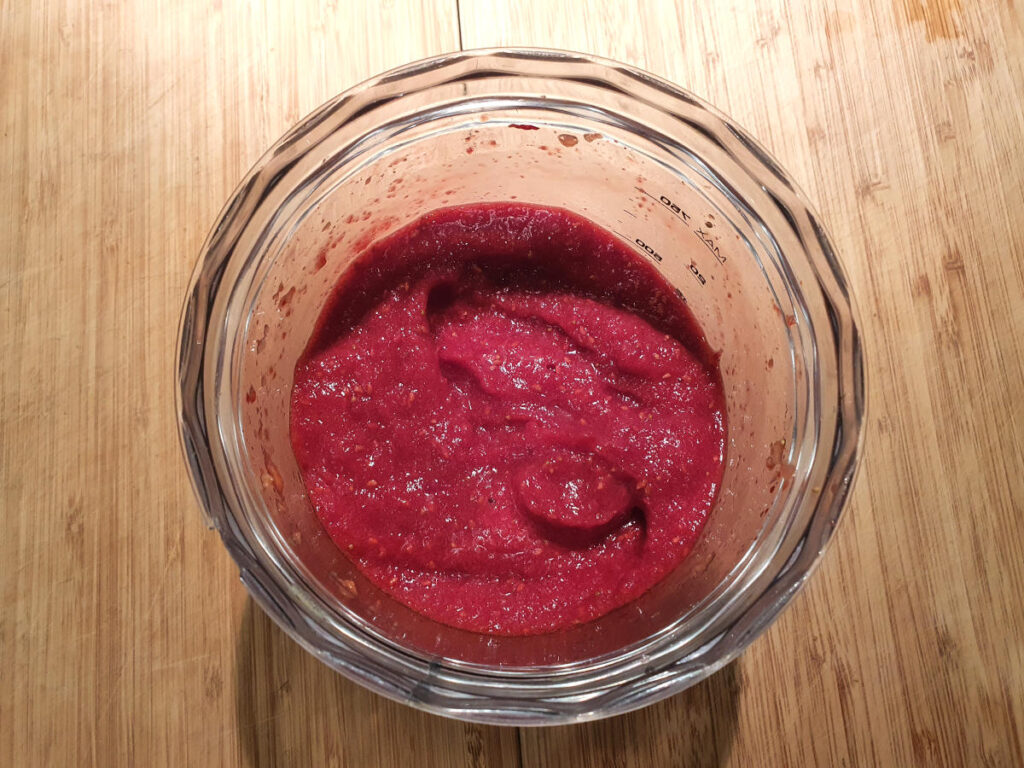 Blended strawberries and raspberries