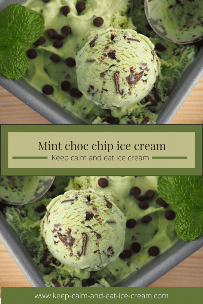 Mint chocolate chip ice cream scoop in loaf pan