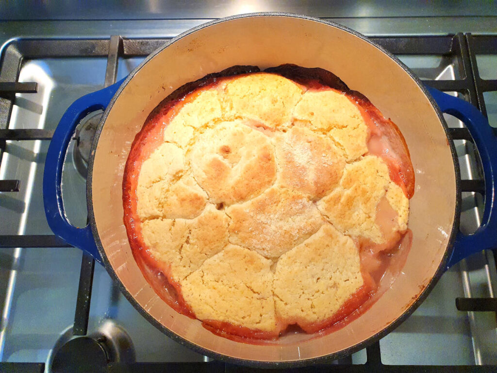 baked cobbler in pan