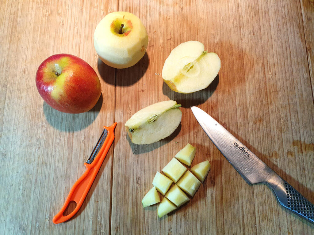 peeling and chopping apples