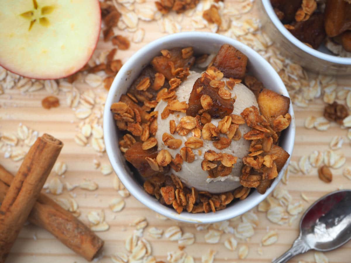 Cinnamon apple oat ice cream with apple and oats