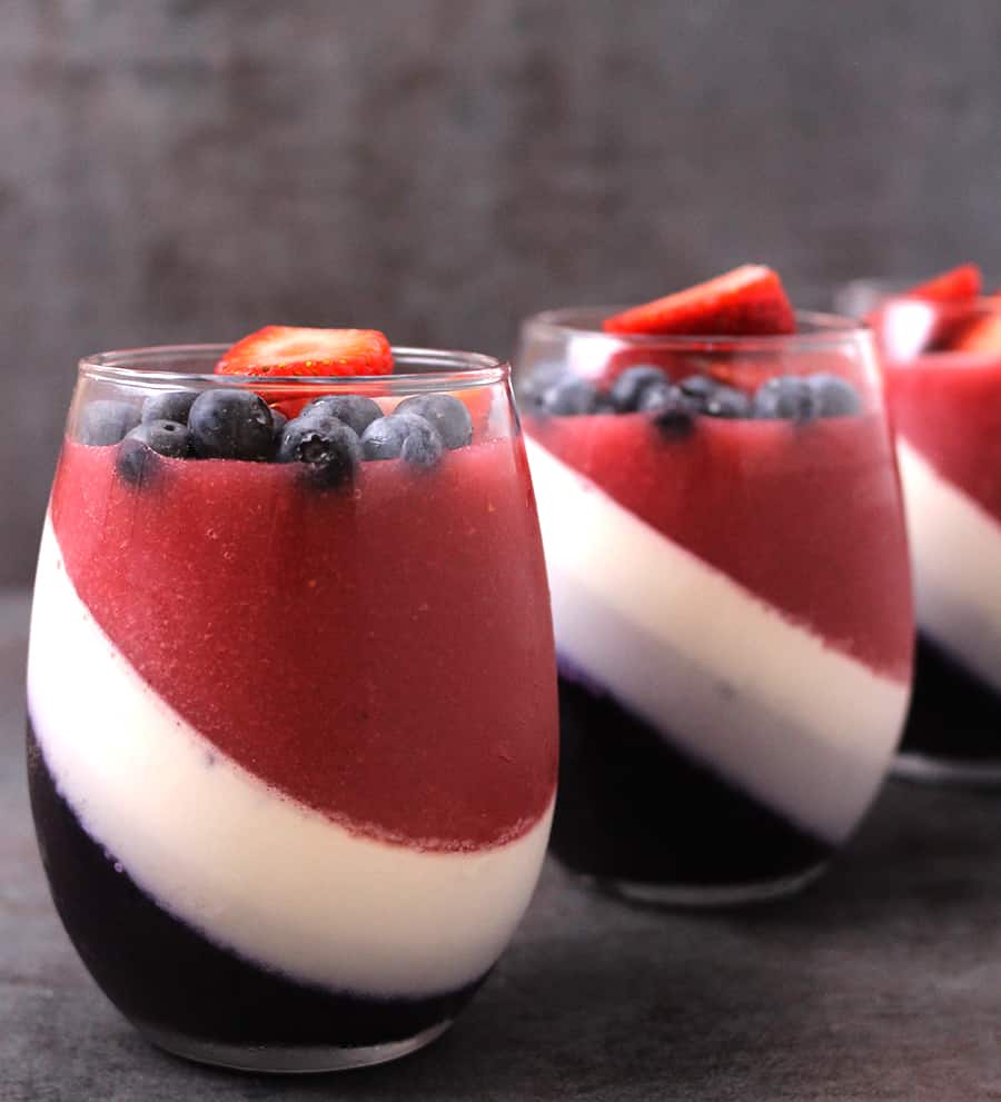 Strawberry and blueberry panna cotta