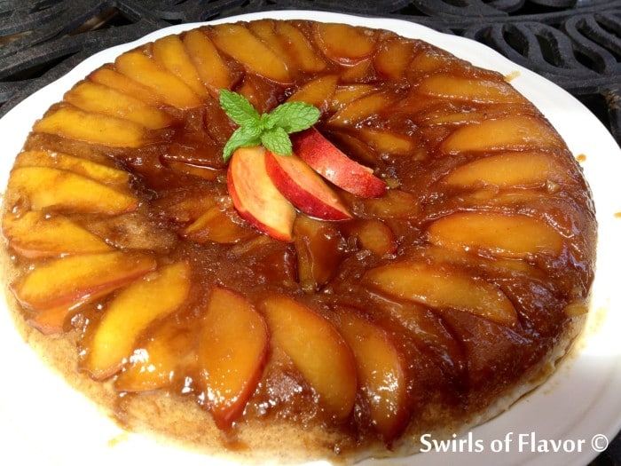 Nectarine upside down skillet cake