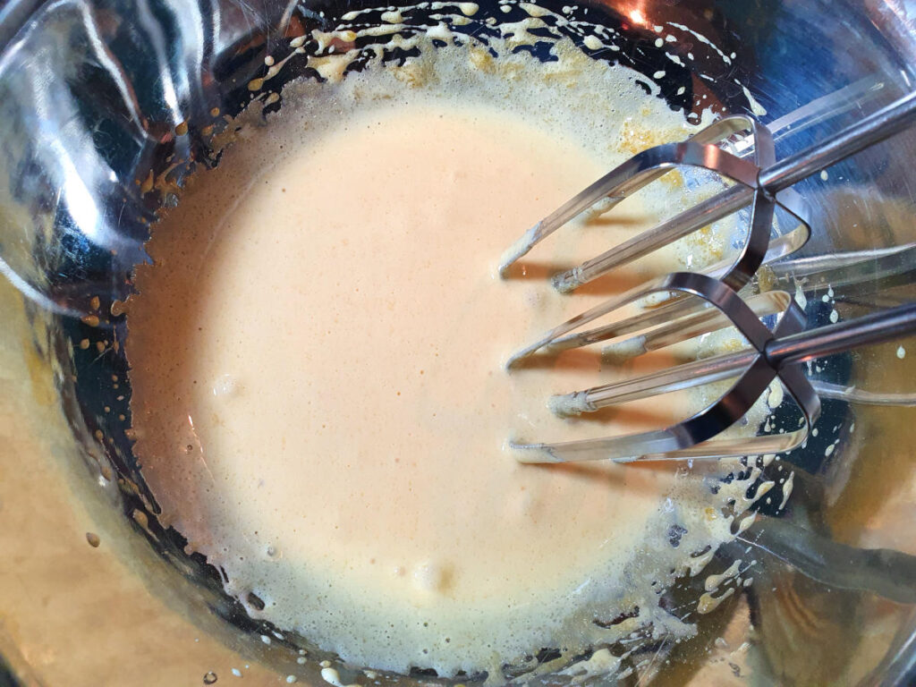 Masala chai ice cream 9 Pale yellow beaten egg yokes and sugar ready