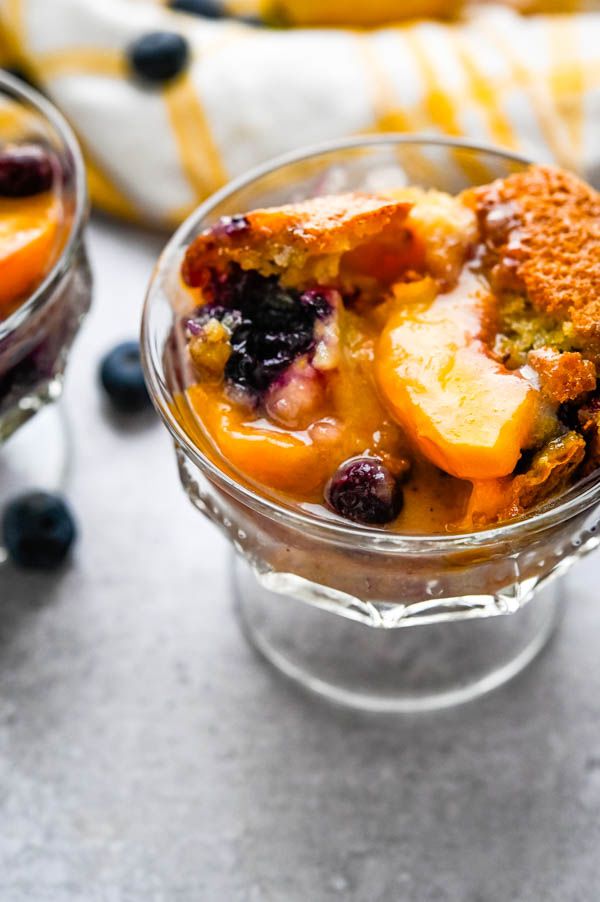 Peach blueberry cobbler