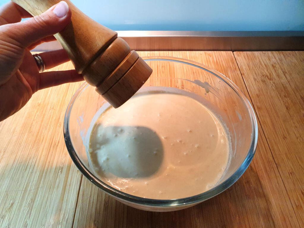 Biscoff ice cream 9 adding salt to ice cream mix.