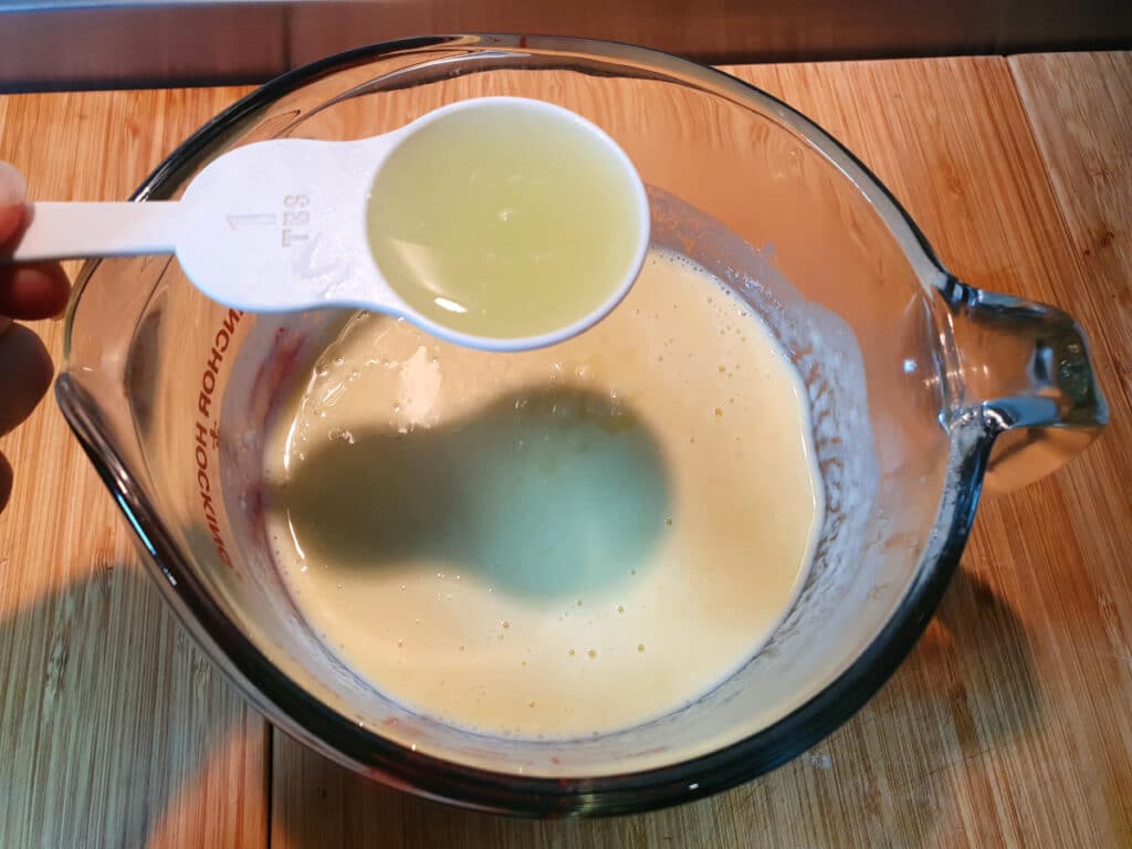 Pina colada ice cream 15 adding lime juice to ice cream mix.