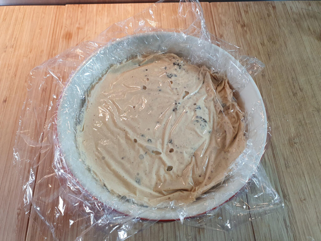 Christmas pudding ice cream 11 Covering-pudding-with-cling-film-overhang.