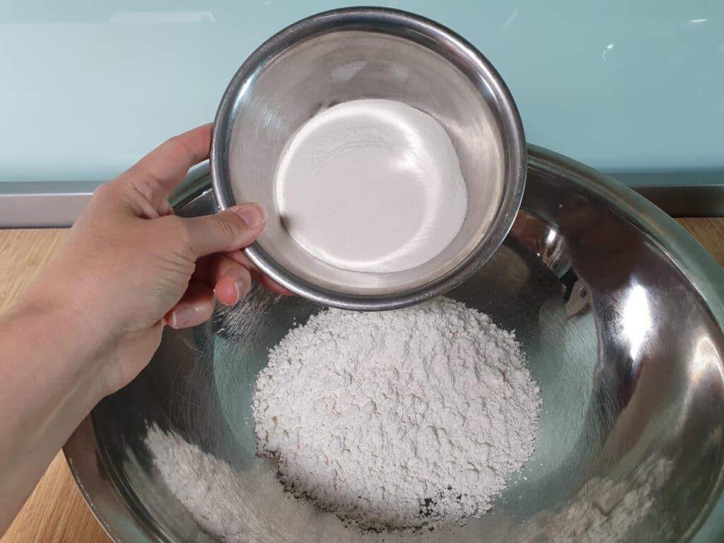 adding rice flour.