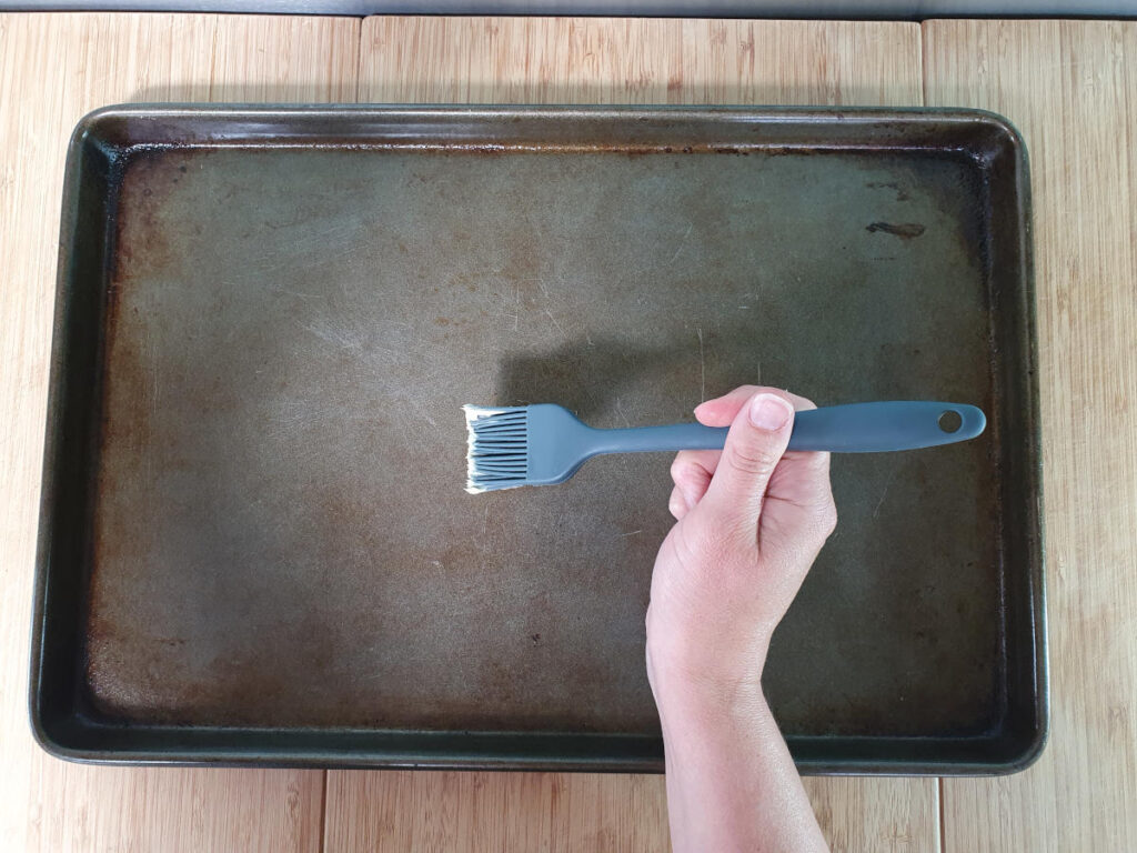 greasing baking trays