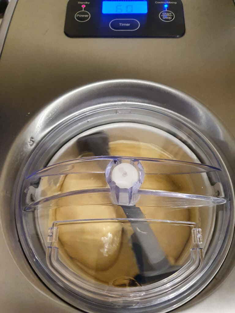 Ice cream churning in machine.