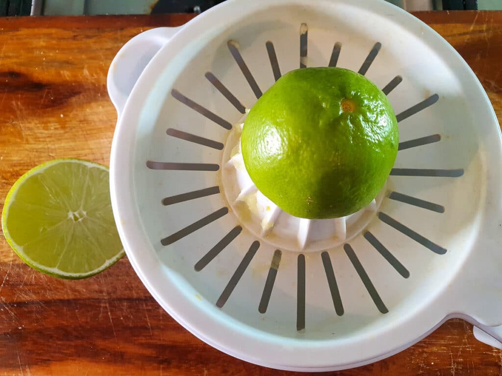 Juicing fresh lime.