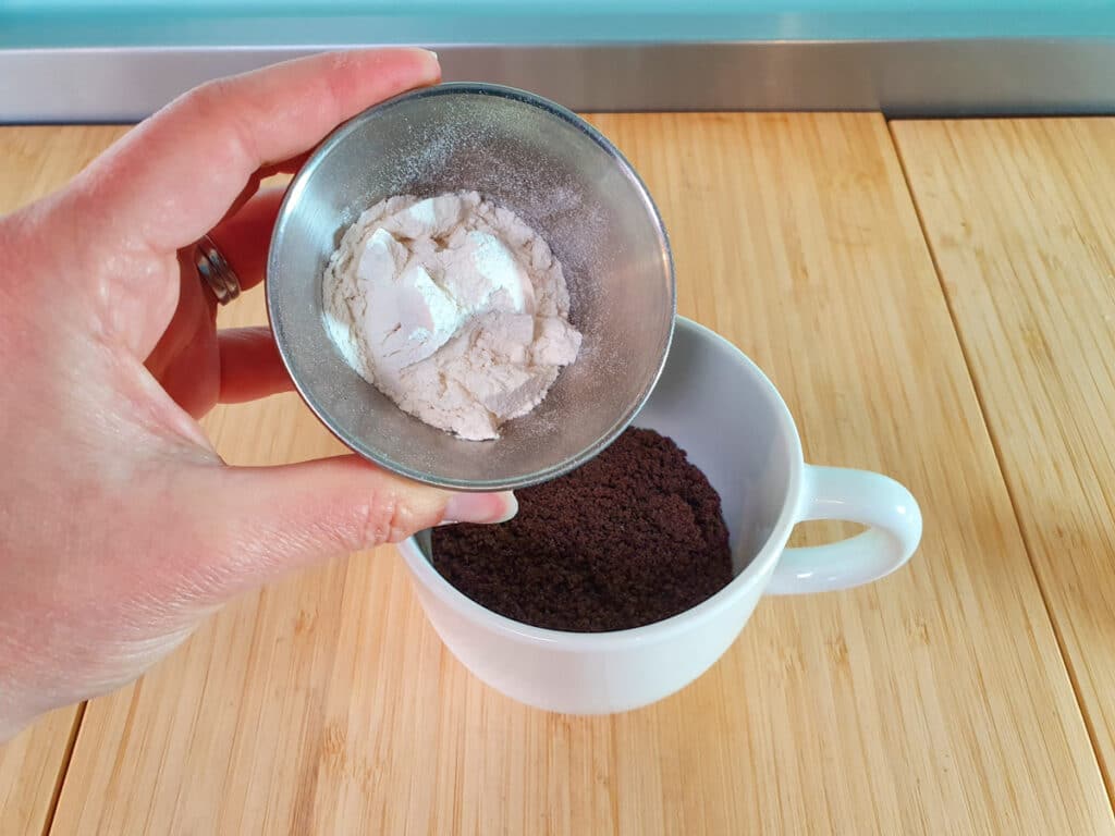 Oreo Mug Cake 6 Adding flour.