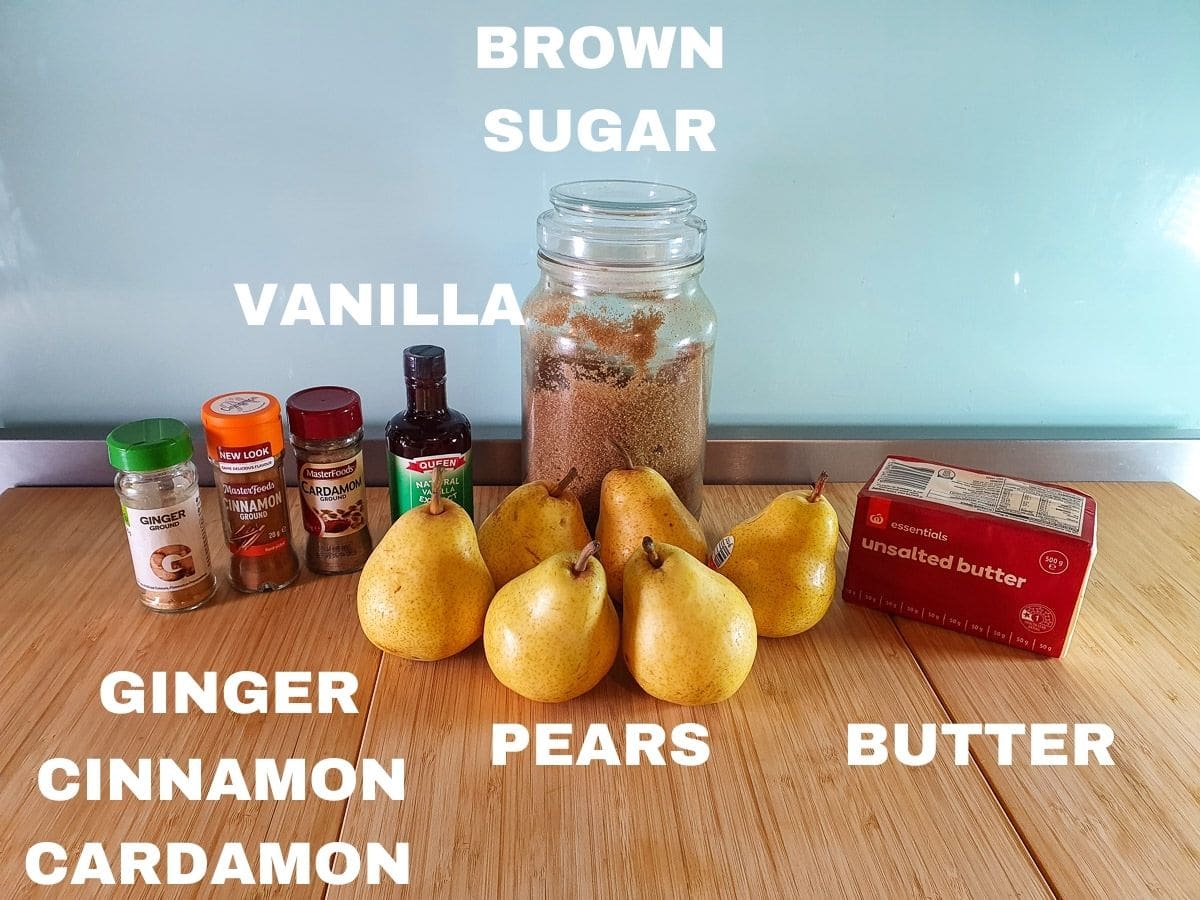 Pear Compote 4 Compote ingredients as per main body of text.