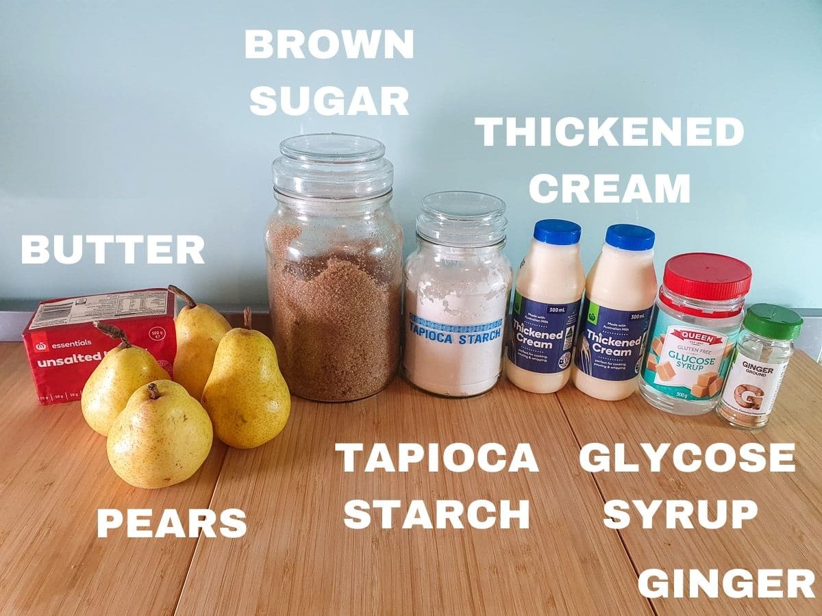 Pear ice cream 4 Ingredients as per main body of the text.