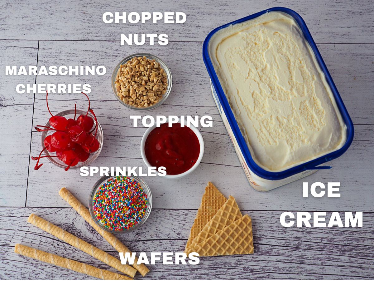 Ice Cream Sundae 5 Ingredients as per main body of text.