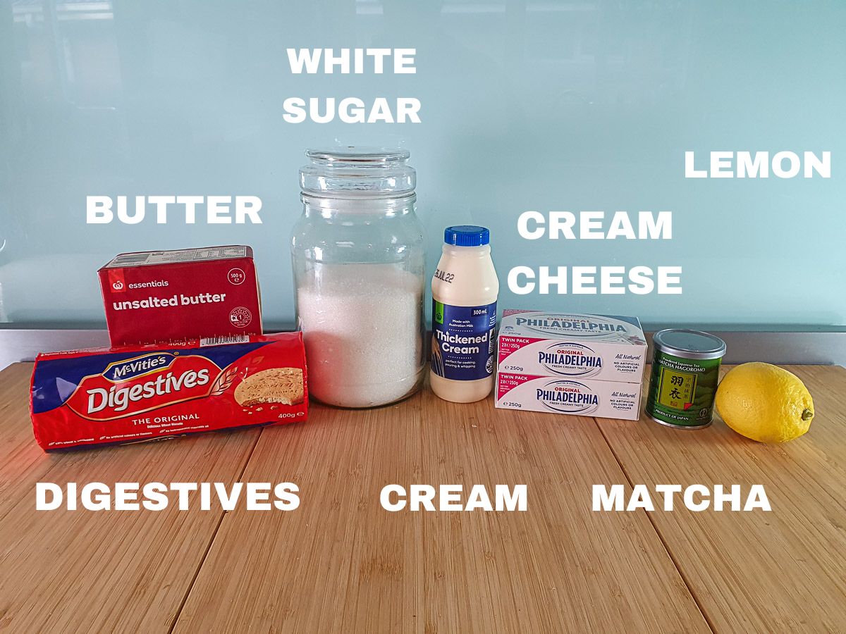 Matcha Cheesecake 3 Ingredients as per main body of text.