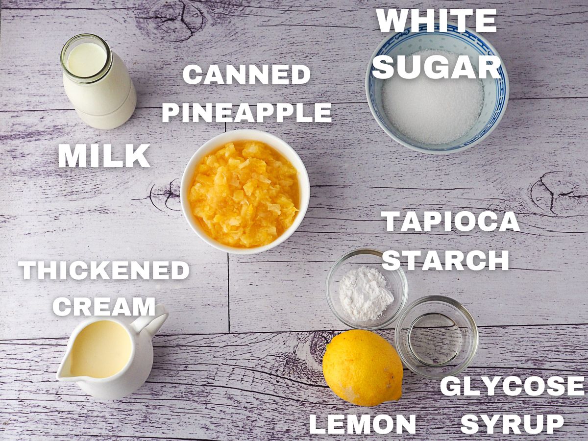 Pineapple Ice Cream 4 Ingredients as per main body of text.