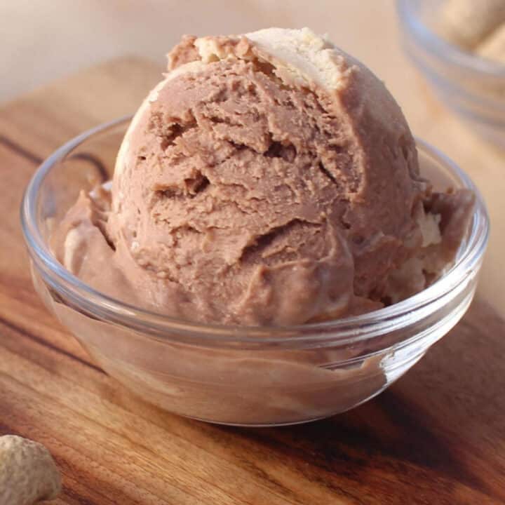 Scoop of Nutella peanut butter ice cream.
