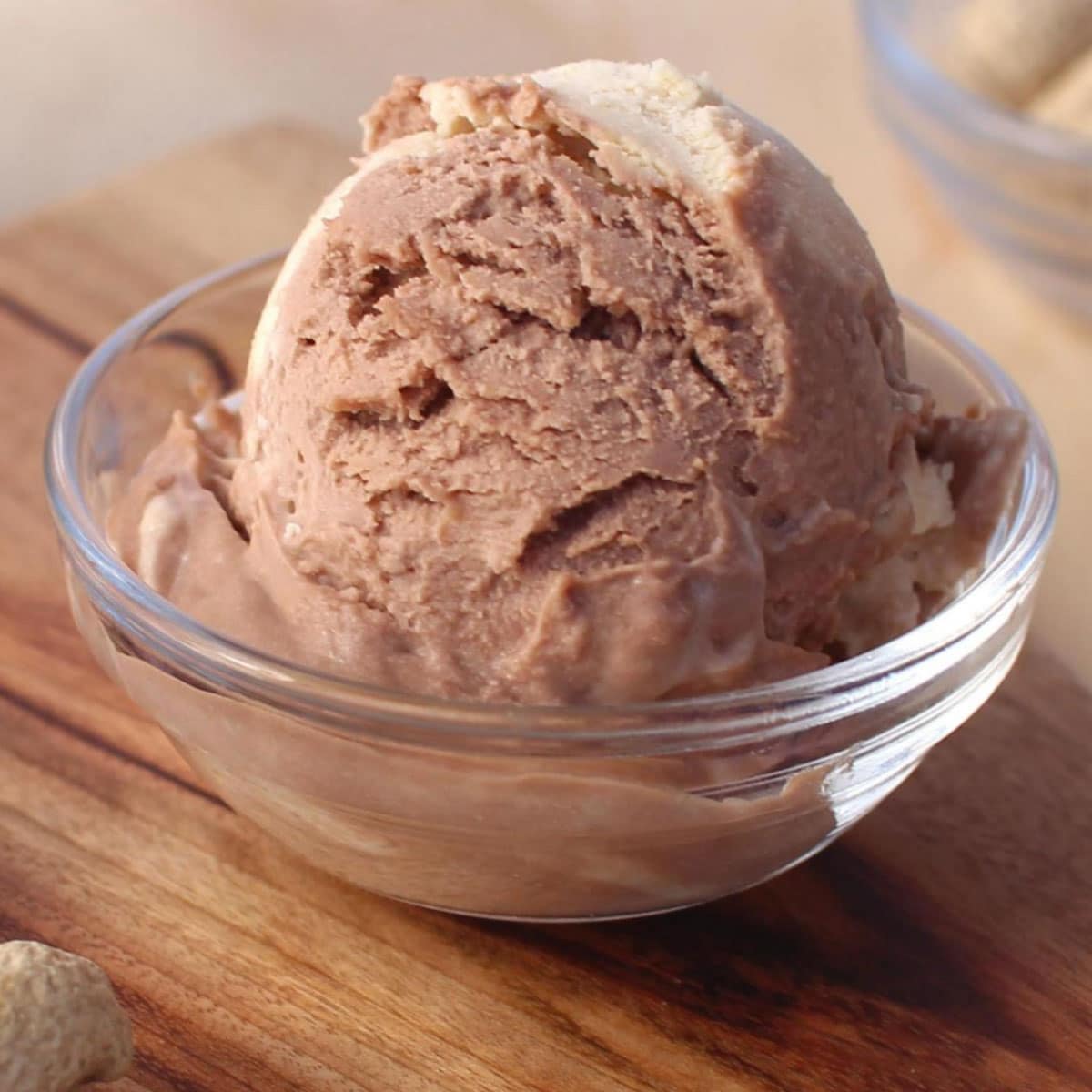 Scoop of Nutella peanut butter ice cream.