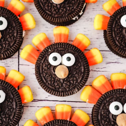 Close up Oreo turkey cookies