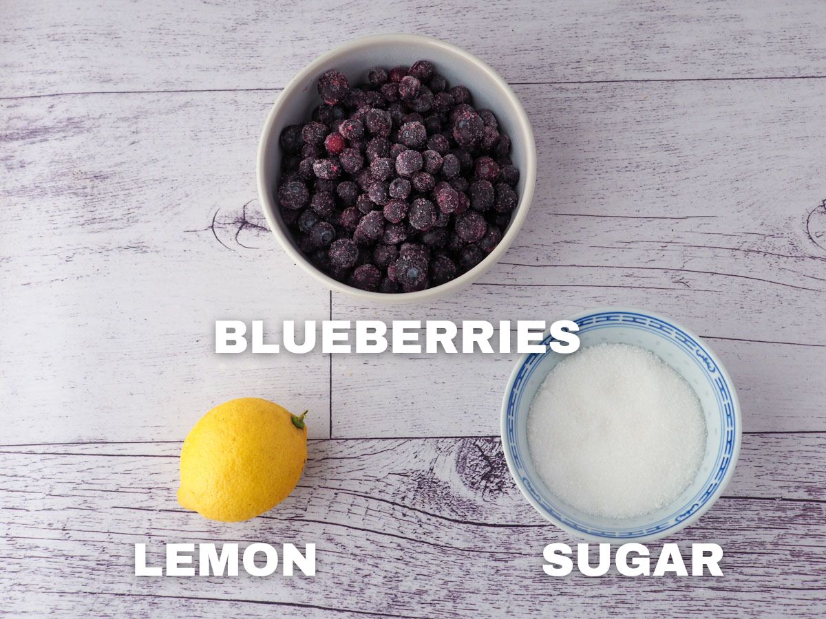 Ingredients: blueberries, fresh lemon. granulated white sugar.