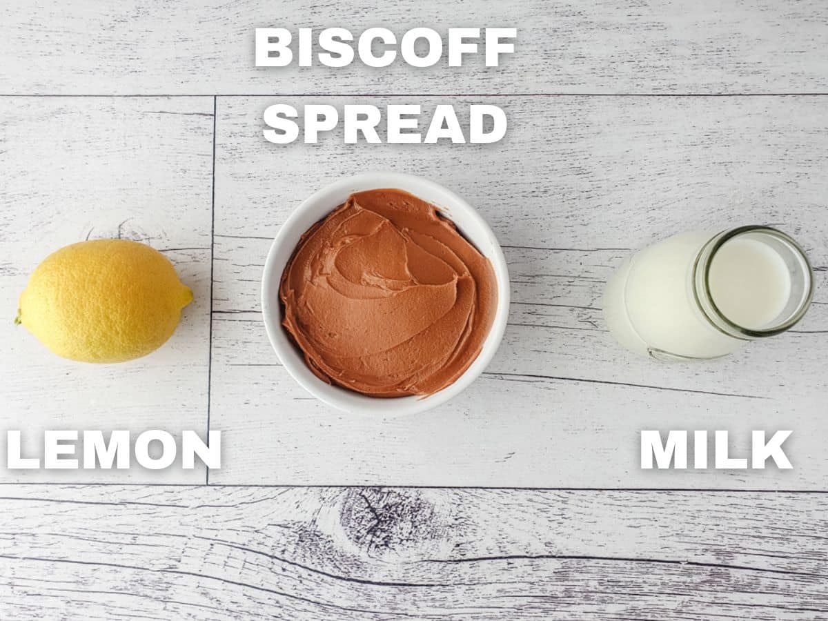 Cheesecake Sticks 5 Biscoff sauce ingredients: Biscoff spread, lemon, milk.